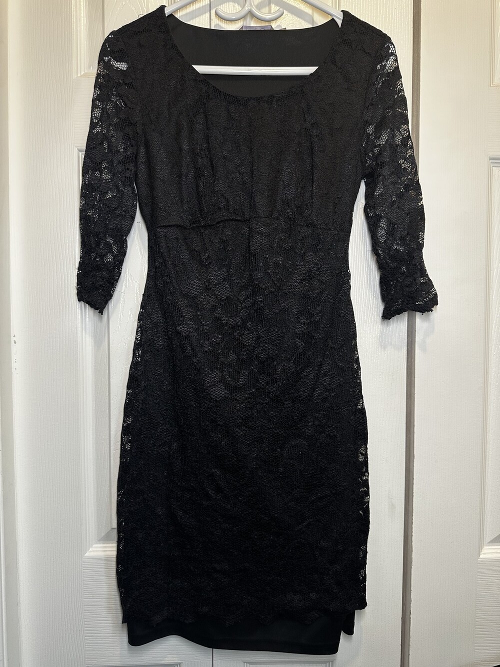 Maternity 1901 Black Lace ¾ Sleeve Sheath Dress #122